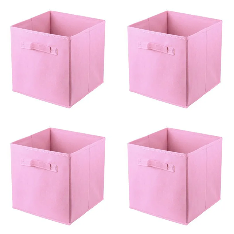 

1/4pcs Storage Cube Collapsible Folding Boxes Books Clothes Organizer Non-woven