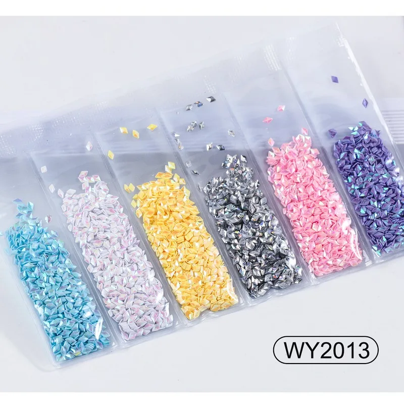 6 сеток/упаковка смешанные Блестки для ногтей порошок блестки красочные наклейки для ногтей 3d DIY Слайдеры для ногтей Пыль для украшения ногтей - Цвет: WY2013