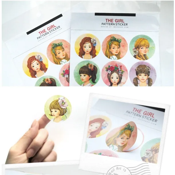 

Beautiful Girl Seal Stickers Waterproof Label Stickers Round Stickers