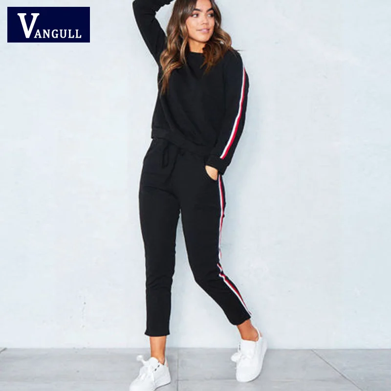 

Sportwear Women Sets Black White Pink Red Green 2 Piece Jumpsuit 2018 New Plus Size 3XL Long Pants Sashes Casual Playsuit