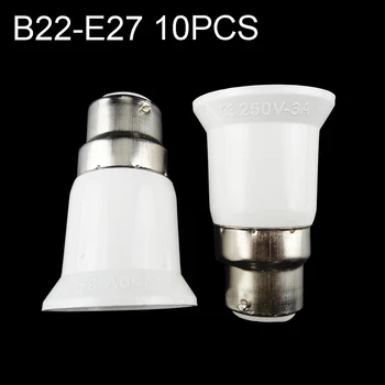

10pcs Lamp Converter Holder Socket Base Splitter Adapter E27 GU10 B22 E14 G9 EU plug for 90-260V Bulb Lamp lighting DF