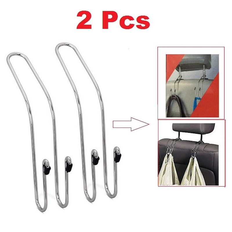 

2PCS Multi-functional Metal Auto Car Seat Headrest Hanger Bag Hook Holder for Bag Purse Cloth Grocery Storage Auto Fastener Clip