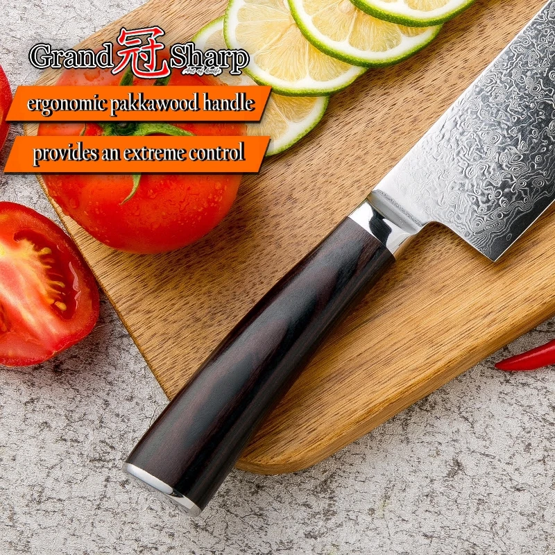 GRANDSHARP Nakiri шеф-поварские ножи японский дамасский стальной vg10 дамасский кухонный нож инструменты для приготовления пищи разделочные мясной овощной нож