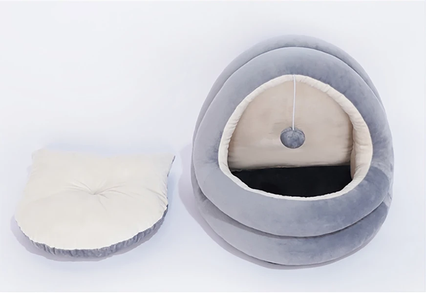 Warming Cat Cave Bed House Pet Sleeping Bag For Small Dog Cats Hamster Soft Removable Mat Nest Houses With a Playing Ball
