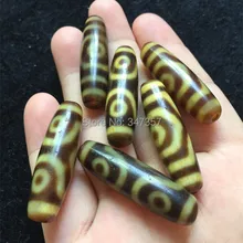 Лидер продаж! 10 мм* 38 мм DYI Dzi камень три картины старый чистый желтый цвет бисера Тибетский Мистический Камень Небесный Глаз дзи бусины