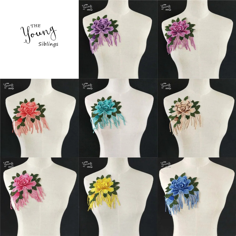 

Hot sell New Tassels Floral Lace Collar Fabric Trim DIY Embroidery Lace Fabric Neckline Applique Sewing Craft YL965-YL972