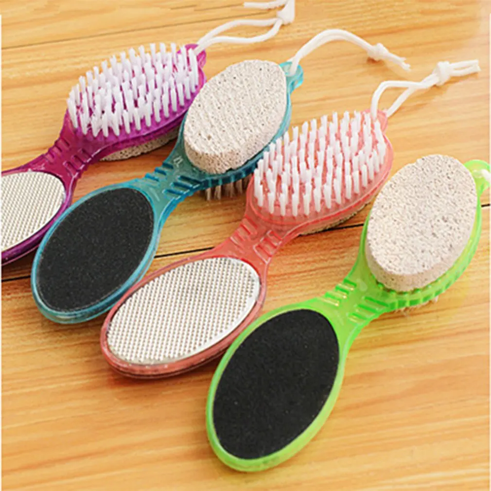 

4 in 1 Foot Care Callus Brush Pumice Grinding Feet Stone Scrubber Pedicure Exfoliate Remover Two sides Cleaning dust dead skin
