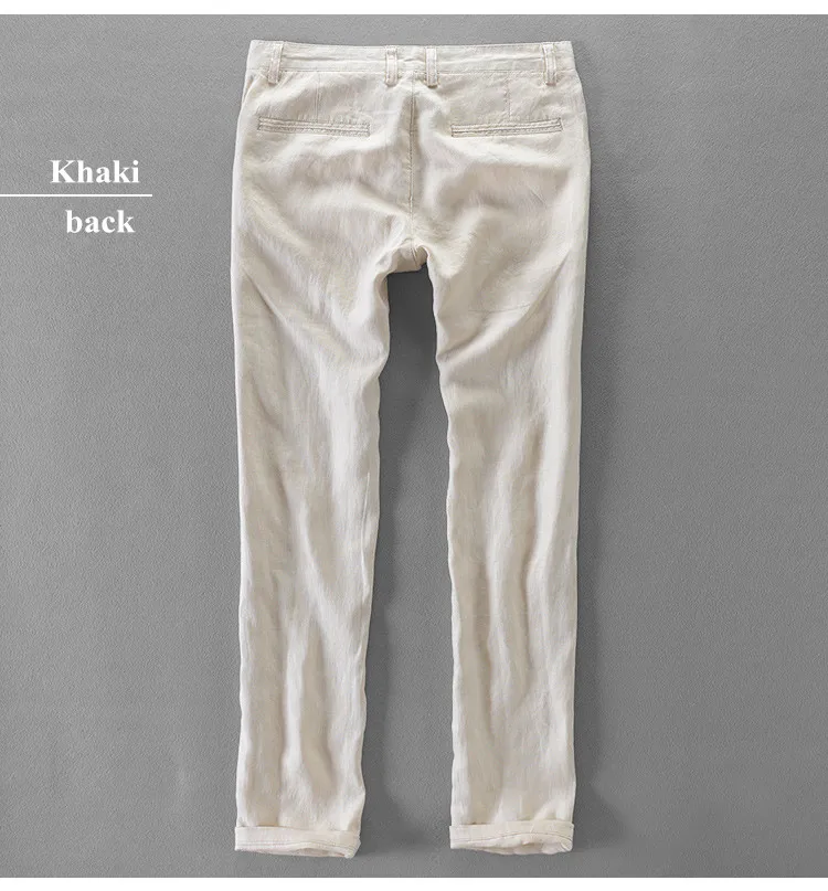 100% Quality Pure Linen Casual Pants Men Brand Long Trousers Men Business Fashion Pants For Men Pantalones Pantaloni Un Pantalon casual pants for men