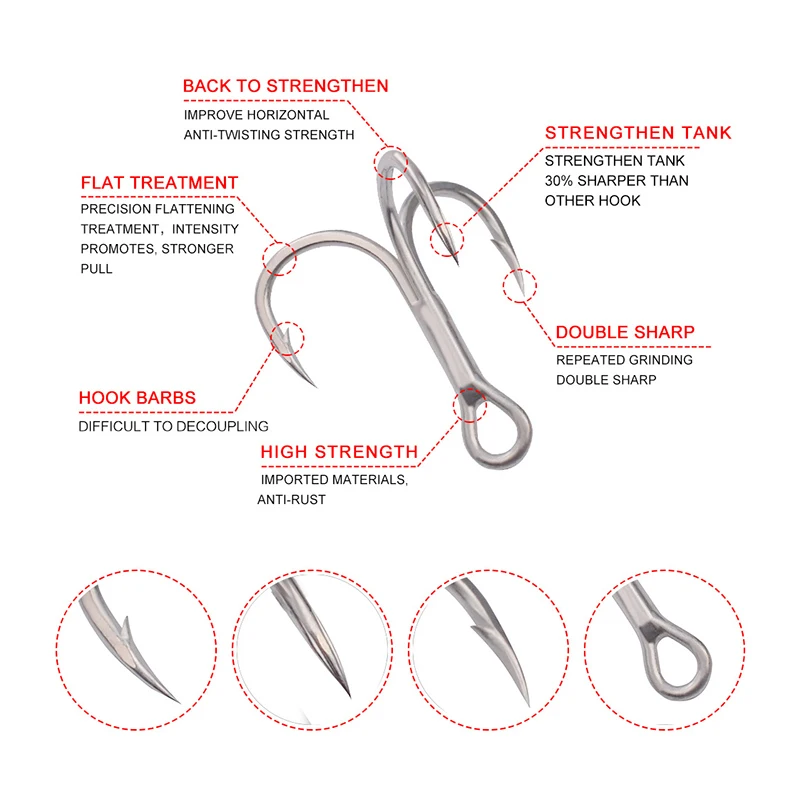 Высокое качество 5 шт. супер острый Высокоуглеродистый стальной тройной крючок 2#-10# сильные ВКБ тройные рыболовные Крючки искусственные снасти