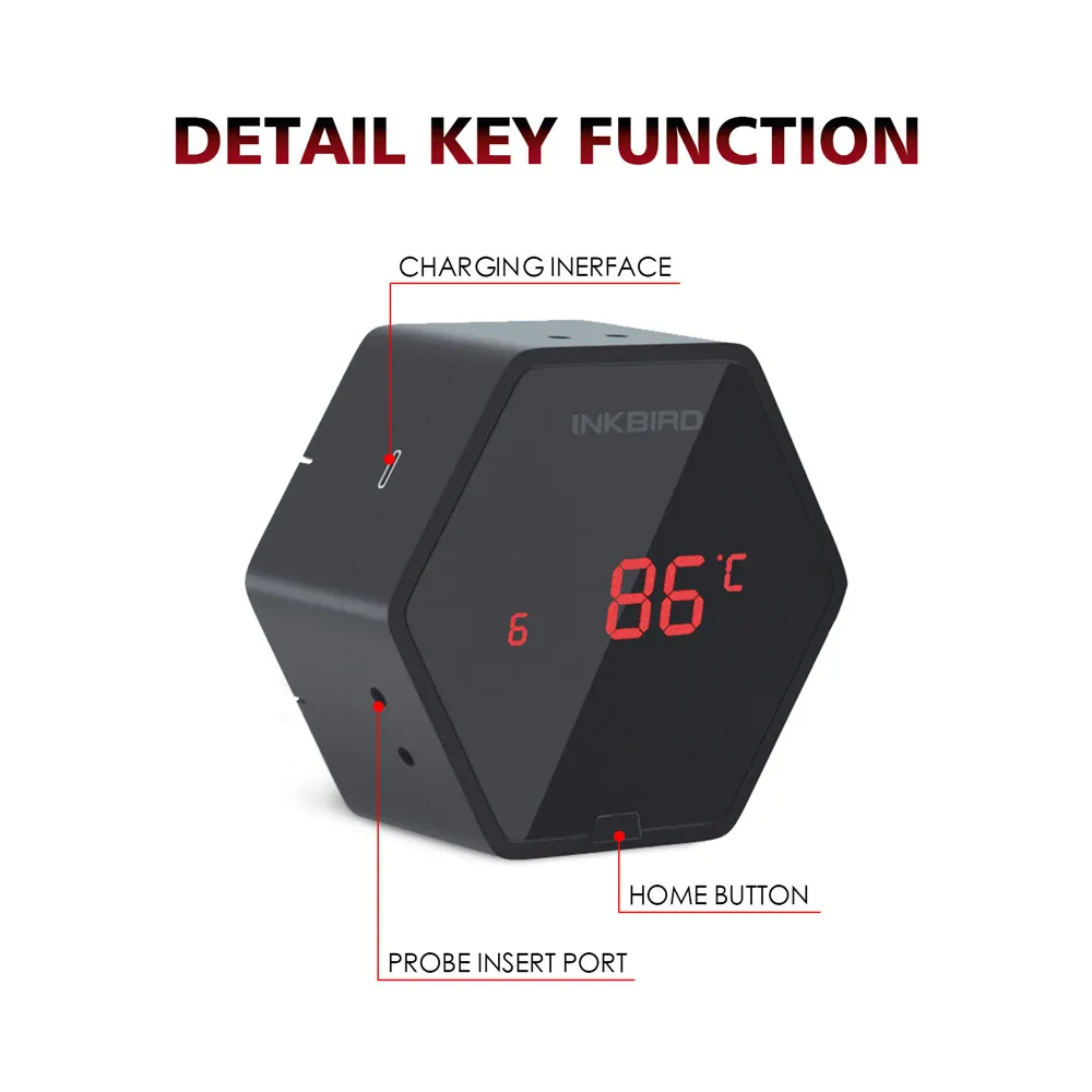 Inkbird IBT-6XS цифровой термометр Bluetooth беспроводной термометр для барбекю с шестью зондами бесплатное приложение и USB перезаряжаемая батарея