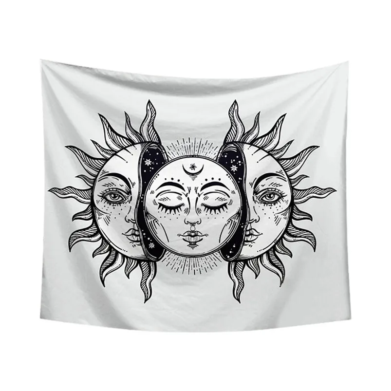 Sun Moon Tapestry Psychedelic Celestial Tarrot Hippie Hippy Polyster Tapestry Wall Hanging Throw Bedspread Beach Towel H05 (6)