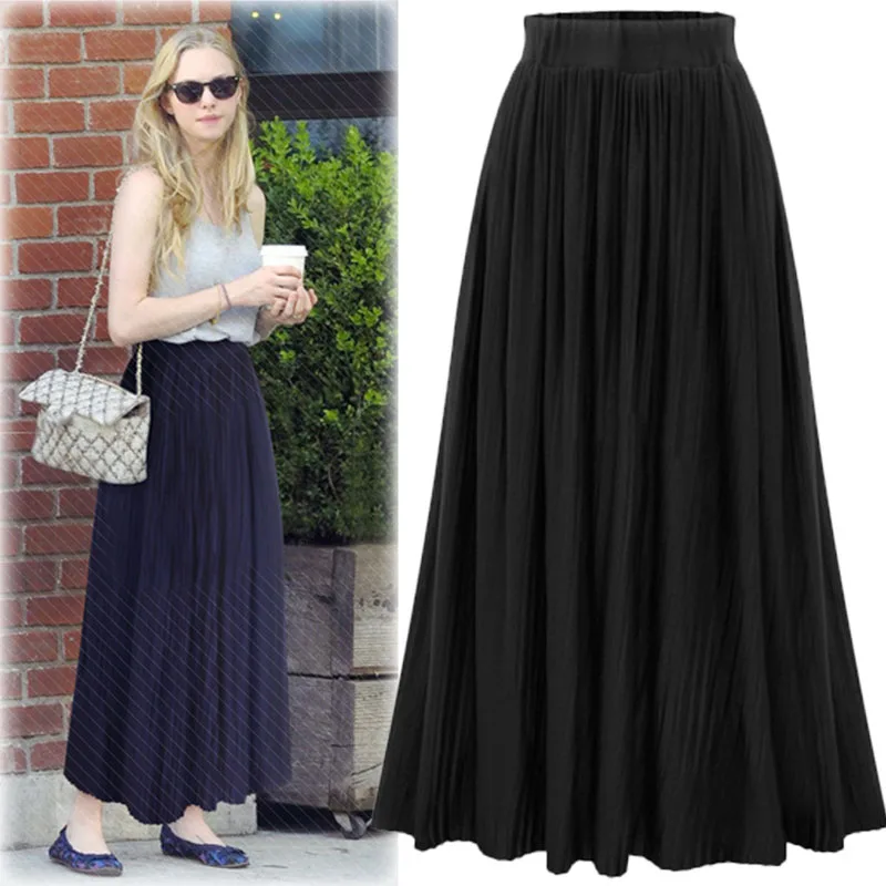 Spring Summer black long skirt summer Casual women skirt 2017 Autumn