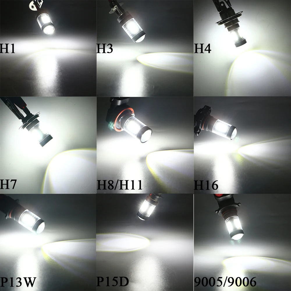 4X DC 12V 3030 21 SMD 9005 9006 H1 H3 H4 H7 H8 H11 H16 P13W P15D 6500K светодиодные противотуманные фары
