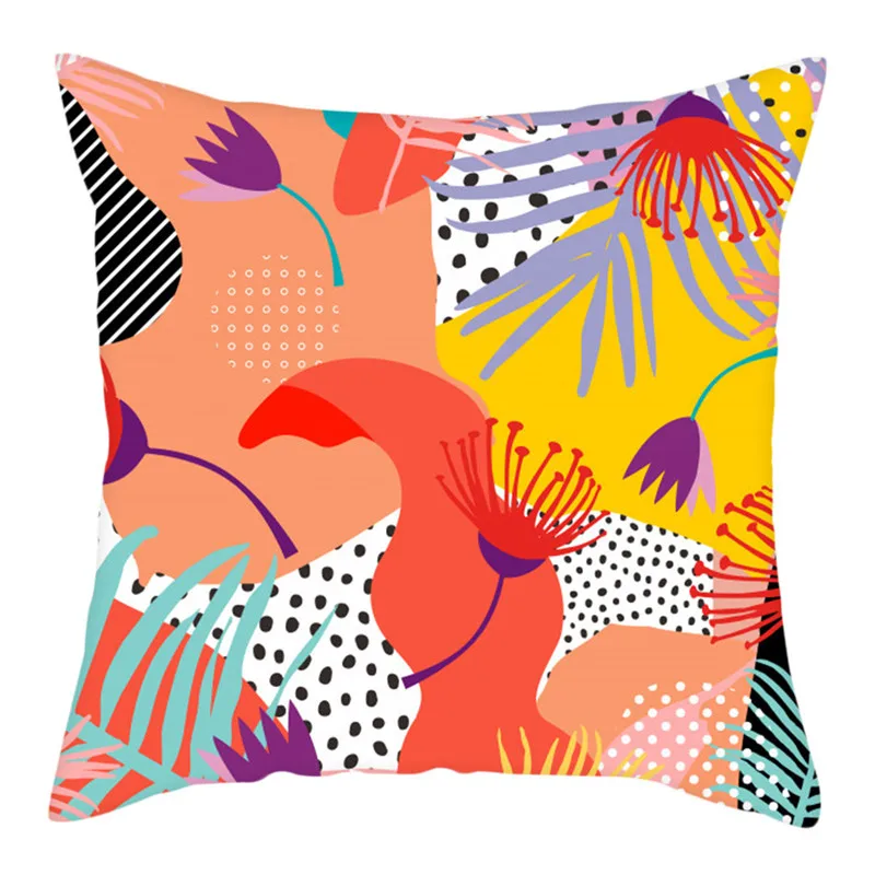 

45X45 Cushion Cover Flower Be Happy Printed Pillow Case Modern Style Cotton Polyester Decorative Pillowcase For Home Sofa Decor