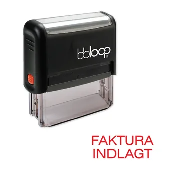 

BBloop Danish Language "FAKTURAINDLAGT" Self-Inking Stamp, Rectangular, Laser Engraved, RED