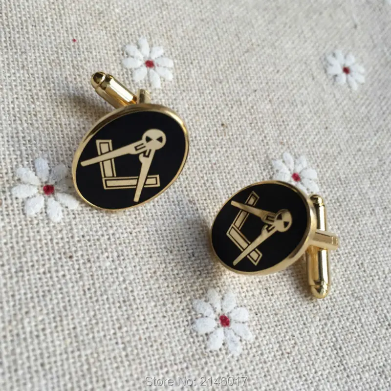 

Oval Shape Masonic Cufflinks Square and Compass Freemason Cuff Link the Blue Lodge Enamel Sleeve Button Masons