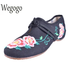 Wegogo Chaussure Femme женские Embroideried обувь квартиры Лоферы Sapato Feminino мягкая подошва женские повседневные туфли на плоской подошве