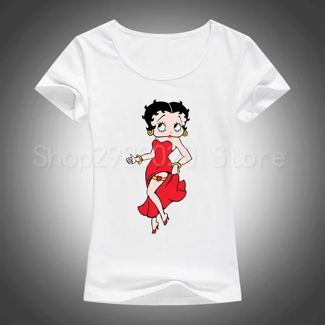 Betty Boop женская футболка с персональным принтом женская футболка с принтом Повседневная забавная рубашка для Леди Белая Футболка Harajuku - Цвет: 7