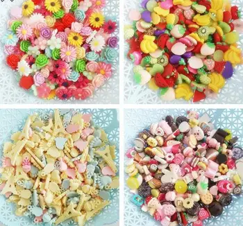 

500pcs/lot flat back Resin DIY accessories,mixed resin diy jewelry accessories, fruit donuts flower style about 14-30
