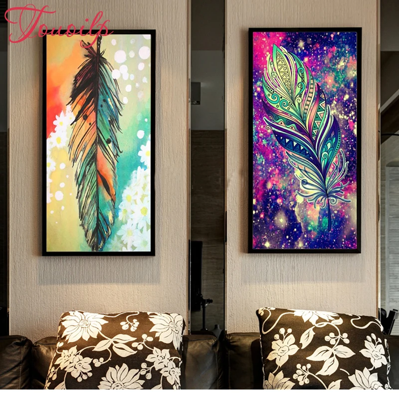 

2pcs Square Diamond Embroidery Painting Indian Dream catcher of Cross Stitch Resin Full Diamond Painting feathers home decor