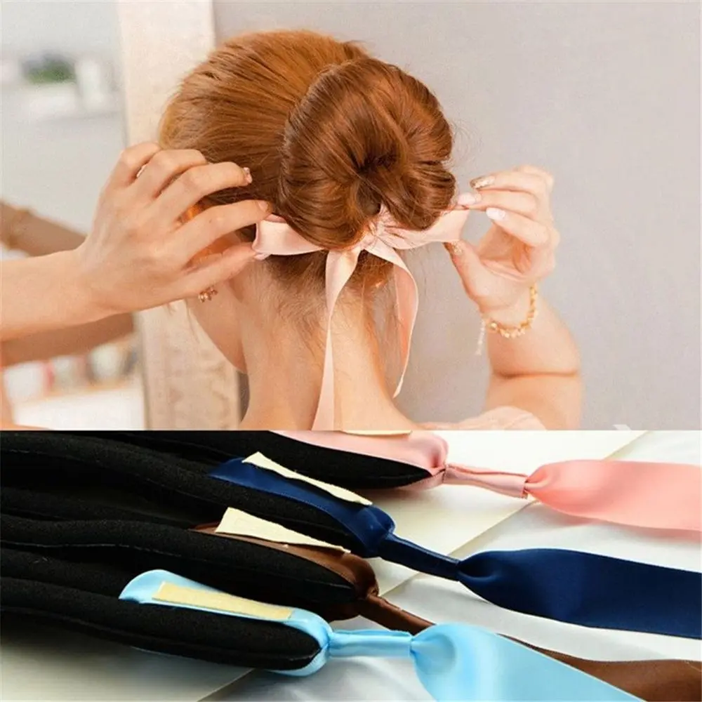 

1 pc Women Ribbon Bow knot Hair Accessories 5 colors Hair Curls Bun Head Band Hair Maker Magic Hair Making Tool Bun Maker New