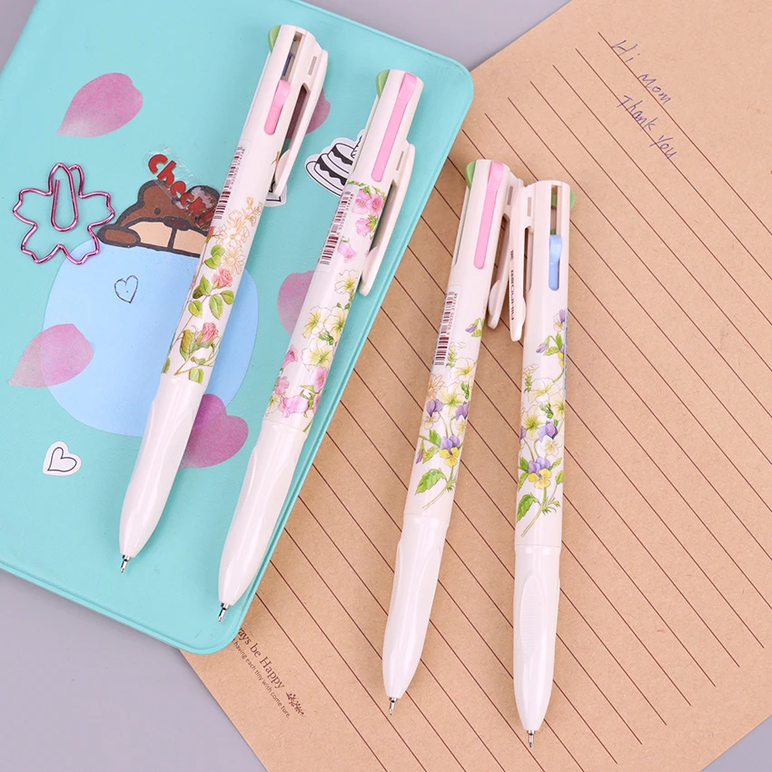1 шт 4 цвета цветные чернила Шариковая ручка заправка 0,5 мм цветочный каваи маленький свежий пресс ручка офисные школьные канцелярские принадлежности