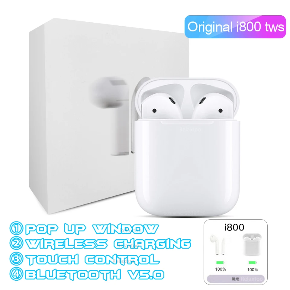 

i800 TWS Wireless Earphone Portable Bluetooth 5.0 Headset Invisible Earbud for all smartphone pk i10 i12 i20 i30 i100 i200 tws