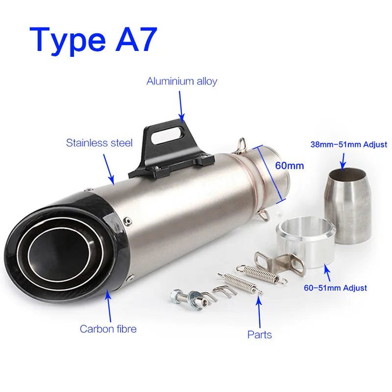 Универсальный 60-51 мм мотоцикл глушитель выхлопной трубы модифицированный sc выхлопных газов полная система для kawasaki er6n fz1 cb400 crf 230 cbr650f
