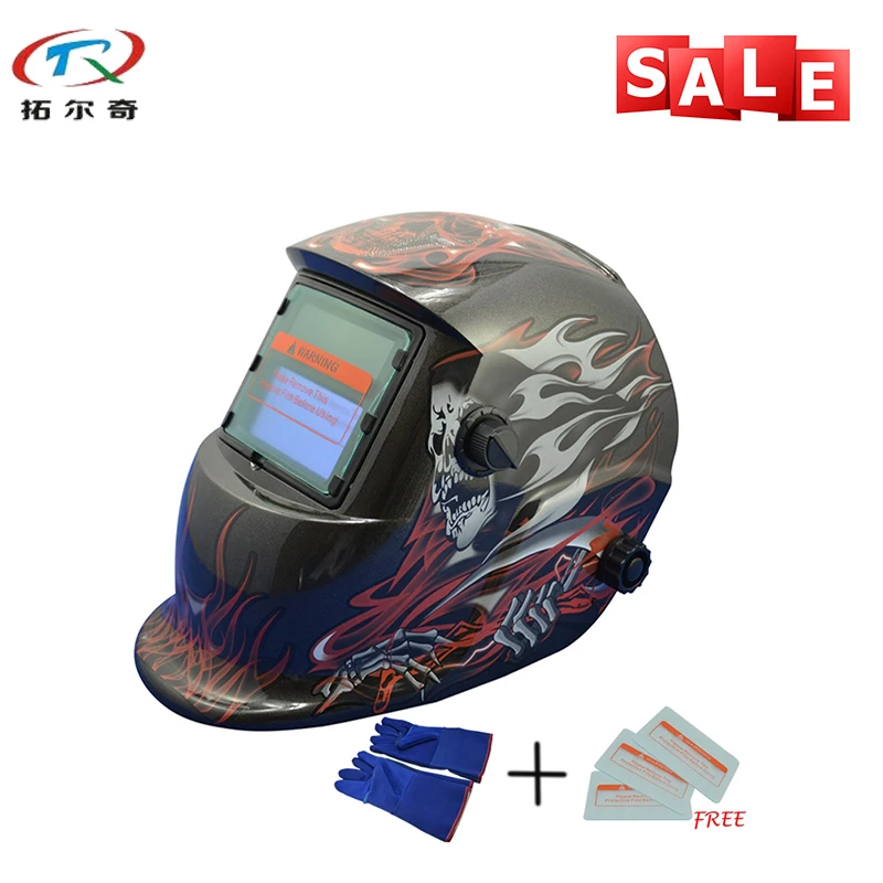 Welding Mask Soft Headgear Skull Fire Solar Power Adjustable grinding