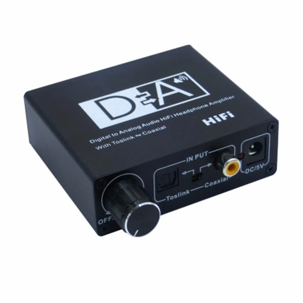 Digital to Analog Audio HiFi Headphone Amplifier With Toslink to Coaxial 2RCA 3 5mm Jack Stereo Audio Converter Adapter EU Plug