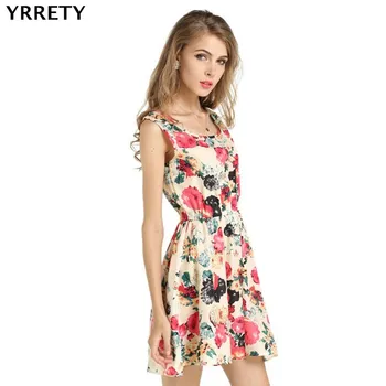 

YRRETY Floral Print Mini Dress Women 2019 New Fashion O Neck Party Work Office Dress Summer Beach Dresses Casual Vestidos Mujer