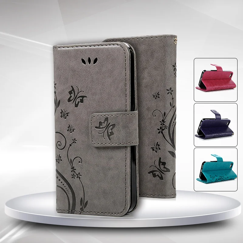 For iPhone 5S Fashion Flower Printing Luxury PU Leather Stand Wallet Flip Cover Phone Case for iPhone 5 5S SE with Card Slots