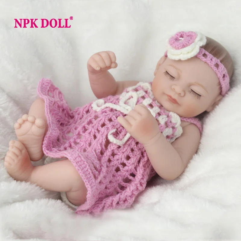 NPKDOLL мини 10 дюймов полный корпус силиконовые куклы реборн спящие Новорожденные Дети Bebe Reborn Реалистичная кукла для подарка игрушка для ванны