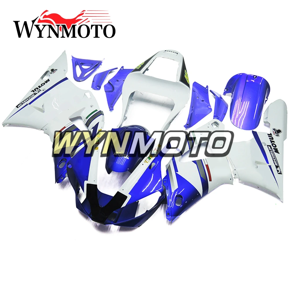 

ABS Plastic Injection White Blue Covers New Complete Motorcycle Fairings For Yamaha YZF R1 2000 2001 Fairing Kit Cowlings