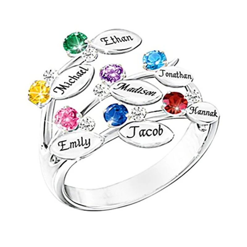 Lovty персонализированное кольцо для мамы, выгравированное имя, Женское кольцо с 7 камнями на день рождения, кольцо на заказ, лучший подарок на день матери, мама