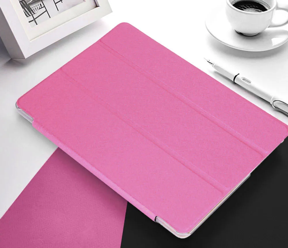 20# чехол для 10 10,1 дюймов, универсальный кожаный чехол-книжка, подставка для планшета Android, ультратонкий защитный рукав, чехол для планшета, гаджет - Цвет: Hot Pink