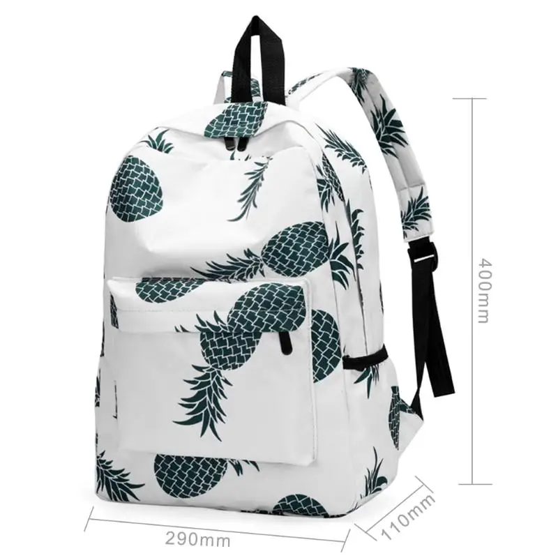 2018 Mochila con estampado de piña bonita para mujer, bolso con cremallera de viaje cuadrado suave, Mochila escolar para adolescentes