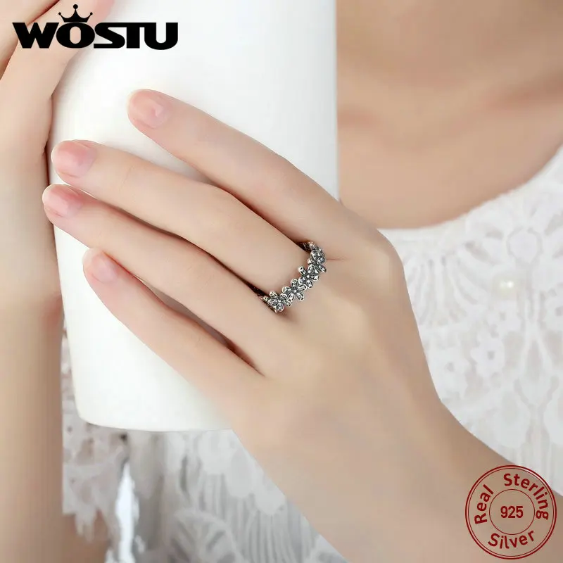 Высокое качество 925 пробы Серебряное ослепительное штабелируемое кольцо с ромашками для женщин Роскошные оригинальные ювелирные изделия подарок SDP7122