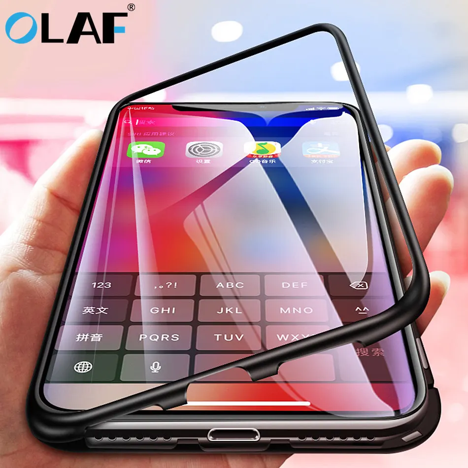 

OLAF Magnetic Adsorption For iPhone X 8 Plus 7 Plus 6s Plus Full Body Slim Fit Ultra-Thin Case Lightweight Luxury Metal Bumpers