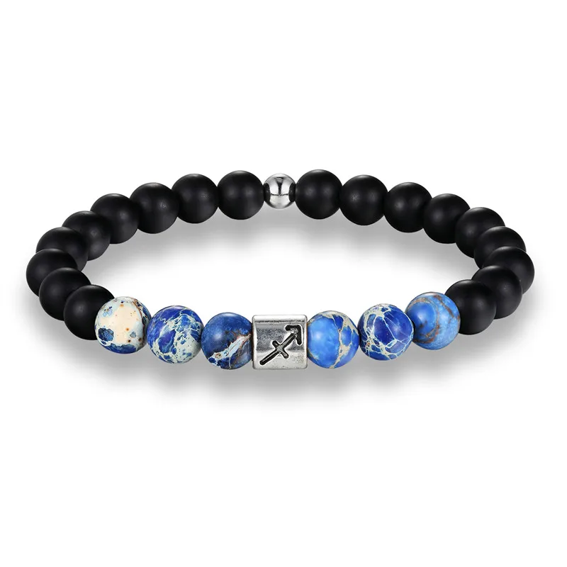 12 Zodiac Signs Bracelet - 8mm Matte Stone Beads, Elastic Constellation Horoscope Jewelry For Men & Women