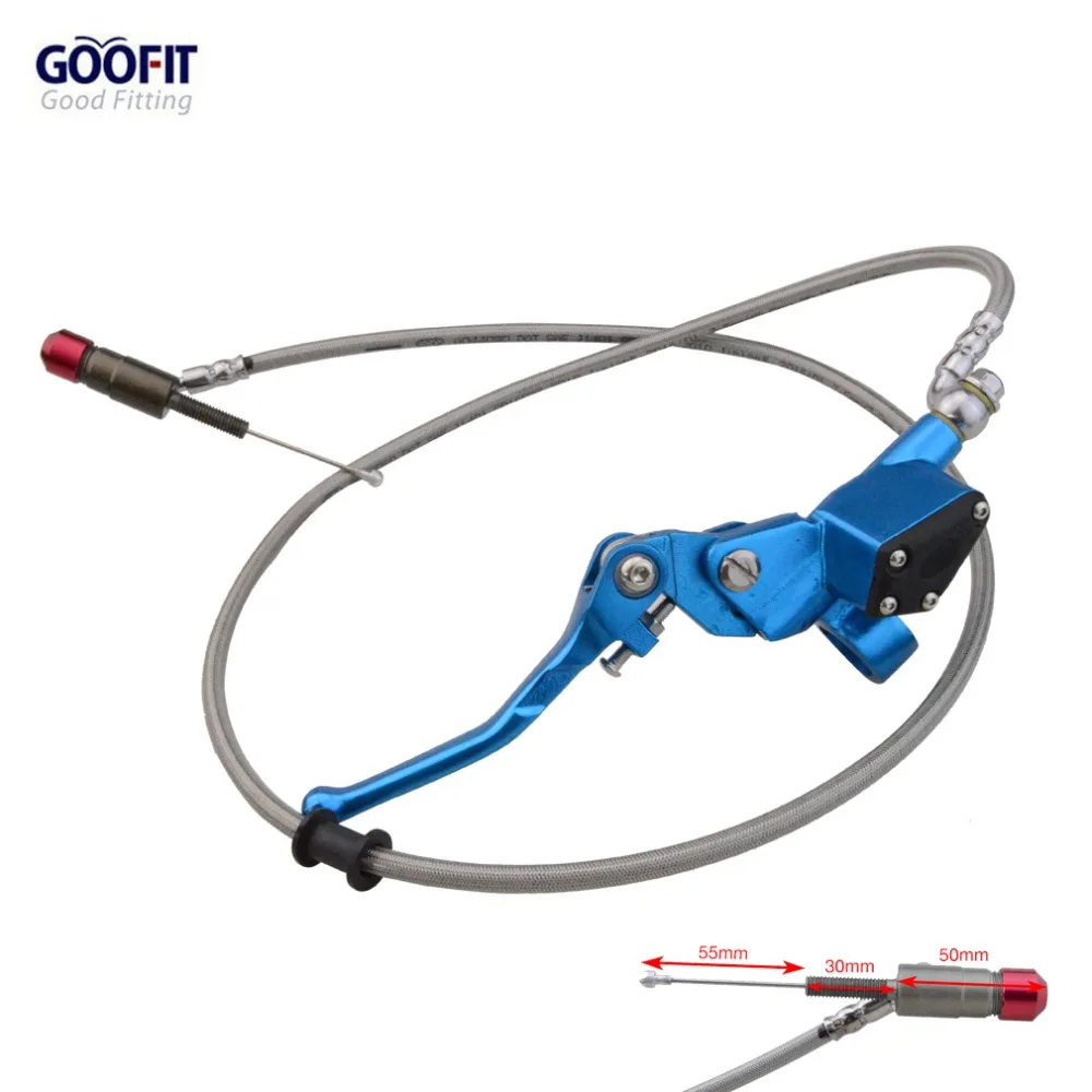 

GOOFIT blue Clutch Brake Lever Universal Motorcycle 7/8 Master Cylinder Hydraulic Fluid Reservoir 1200mm oil tube line pit