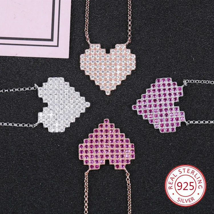 

S925 sterling silver female necklace fashion creative personality heart shape clavicle chain to send lover gift 2019 new hot