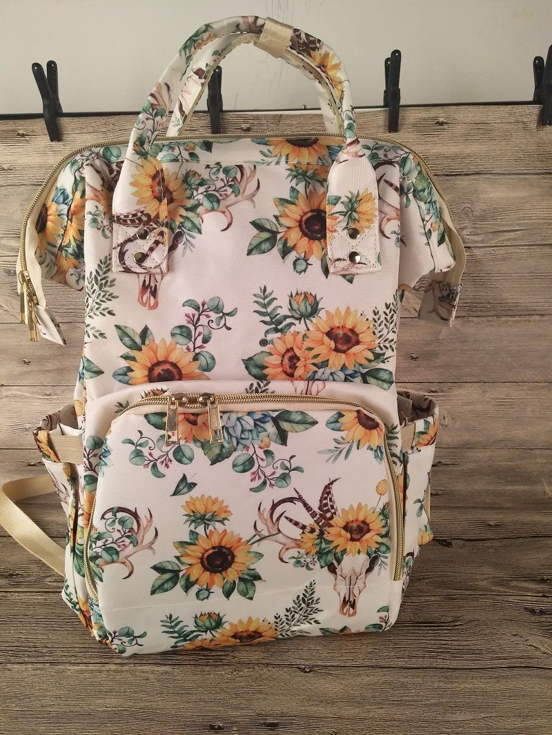 الجملة ليوبارد شريط حفاضات حقيبة SunflowerMummy الطفل عباد الشمس العناية الحفاض حقيبة حقيبة ظهر بسعة كبيرة السفر حقيبة DOM802