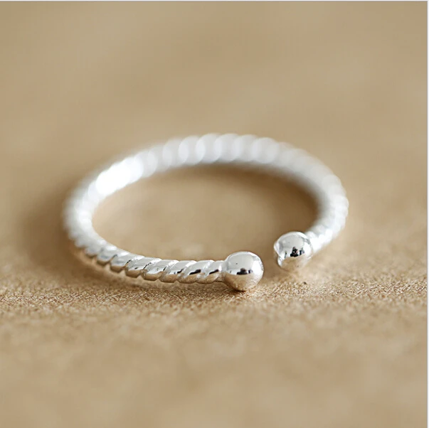 RI149 bead Cute Rings 925 Sterling silver Jewelry fashion Vintage Adjustable rings for women gift