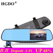 HGDO Dash cam Car dvr Dual Lens Rear view Mirror Camera 4 3 inch Full HD1080P