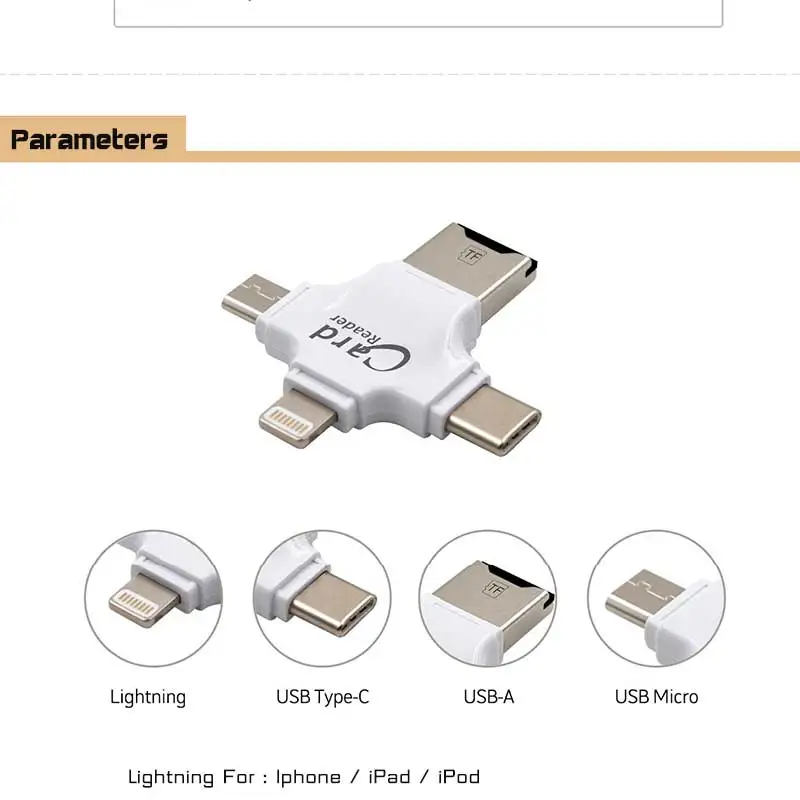 Usb флэш-накопитель для iPhone/Android Phone внешний накопитель 4 интерфейса Lightning/OTG/TYPE-C/USB многофункциональная флешка