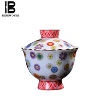 170cc короткий нарисованный вручную цветок шаблон Gaiwan офис мастер чайная миска с крышкой набор чайная посуда керамический фарфоровый чайник для подарков