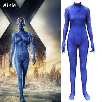

Ainiel Movie X-Men Cosplay Costume Raven Darkholme Blue Speckle Jumpsuit Mystique Bodysuit Halloween Party Suit Kids Adult Woman