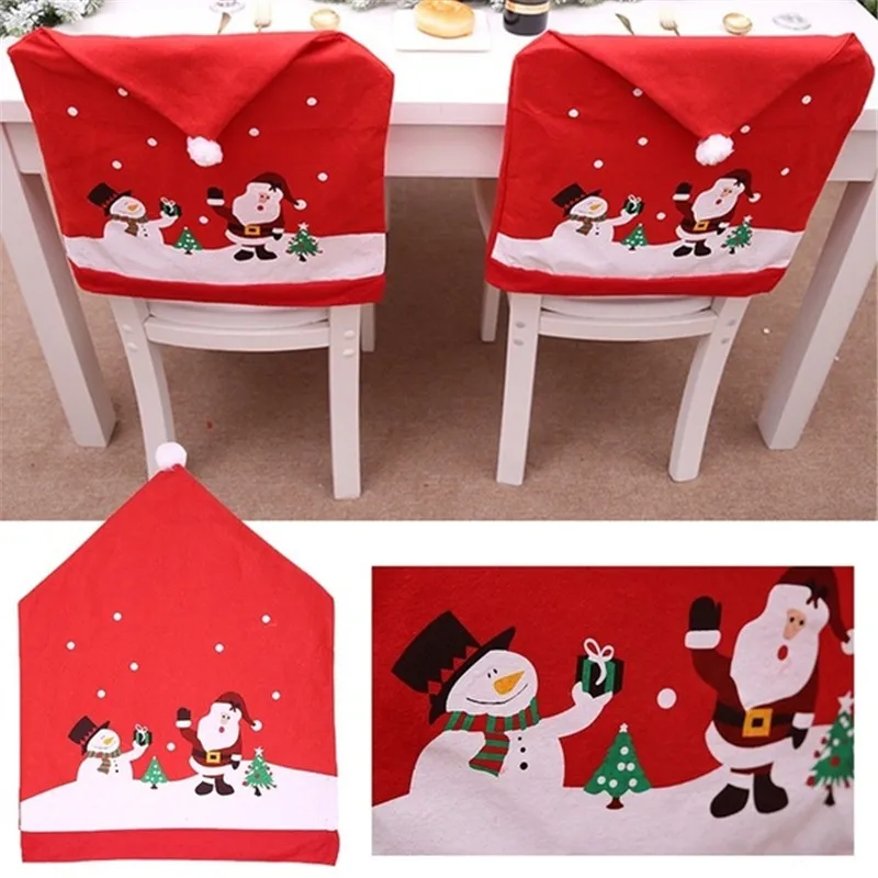

1Pc Christmas Chair Covers Santa Claus Snowman Chair Covers for The Kitchen New Arrival Xmas Party Decorations Dining Covers