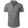 Petite Chemise à carreaux hommes été nouveau à manches courtes coton hommes chemises habillées décontracté bouton bas Chemise Homme Camisa Masculina XXXL ► Photo 3/6